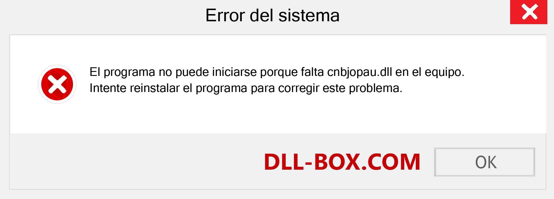 ¿Falta el archivo cnbjopau.dll ?. Descargar para Windows 7, 8, 10 - Corregir cnbjopau dll Missing Error en Windows, fotos, imágenes