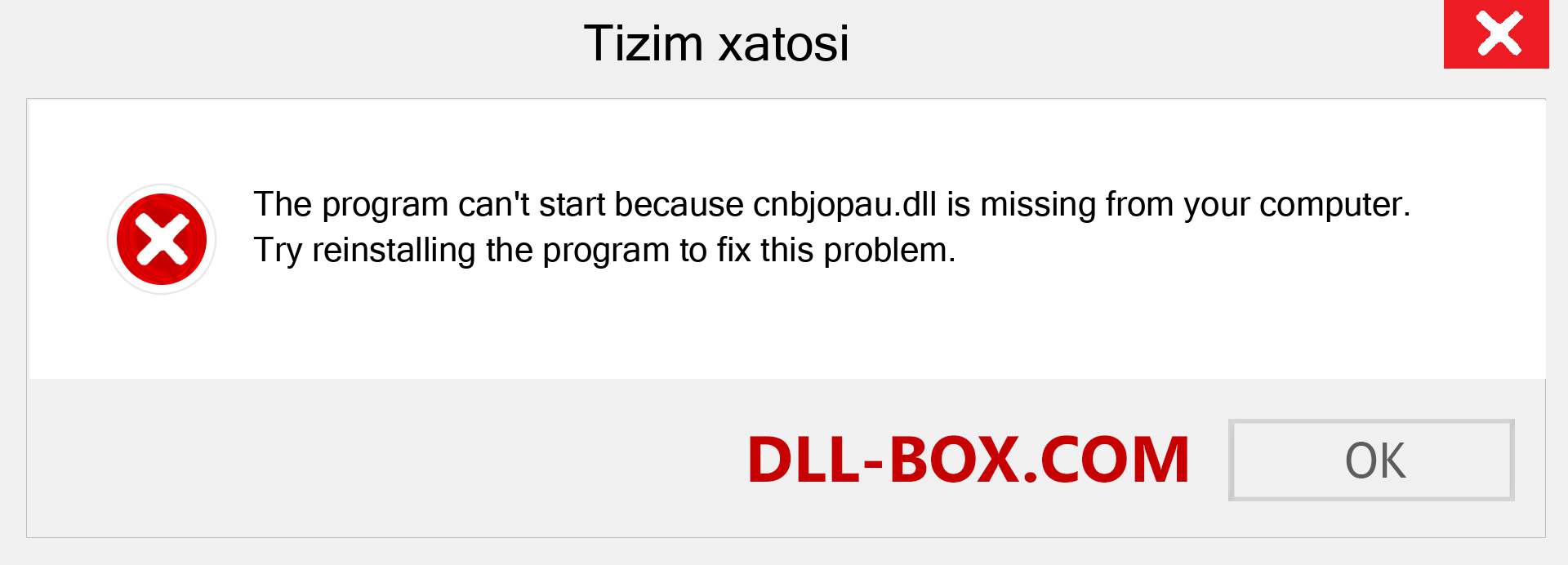 cnbjopau.dll fayli yo'qolganmi?. Windows 7, 8, 10 uchun yuklab olish - Windowsda cnbjopau dll etishmayotgan xatoni tuzating, rasmlar, rasmlar